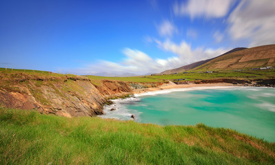 Fototapeta na wymiar A long time exposure of one of the many hidden beaches of Ireland.