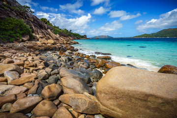 A lot of granite rocks on a coast on the seychelles 30
