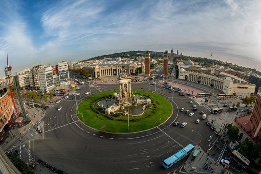 Aerial view of Barcelona center