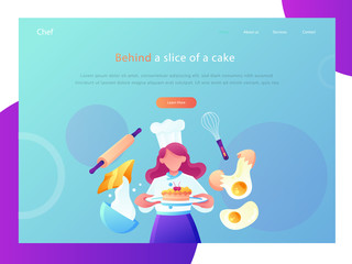 Restaurant Chef Website Flat Illustration