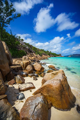 A lot of granite rocks on a coast on the seychelles 38