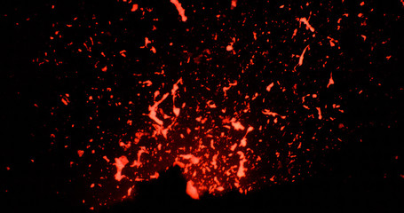 Fototapeta na wymiar CLOSE UP: Detailed shot of an intense volcanic eruption of powerful Mount Yasur.