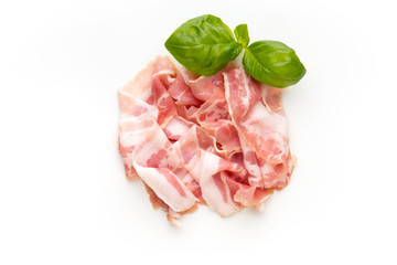 Fresh bacon on the isolated background.