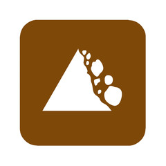 Brown falling rocks recreational sign