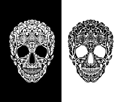 Skull of floral shapes. Vector illustration