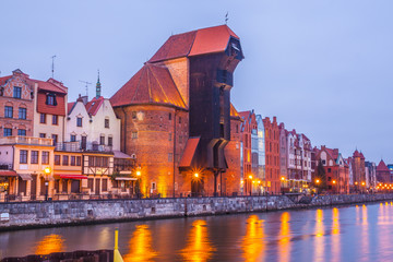 Naklejka premium Old town in Gdansk at night. Poland 