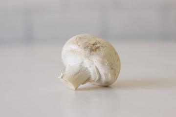 Champignon mushrooms fresh raw vegetarian food on table white background