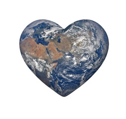 Earth in the shape of a heart symbol.