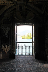 Fototapeta na wymiar View from the large window of the Palace on lake Maggiore Italy