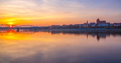 Fototapeta premium Torun old town at amazing sunset, Poland