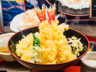 Close up of traditional Japanese dinner