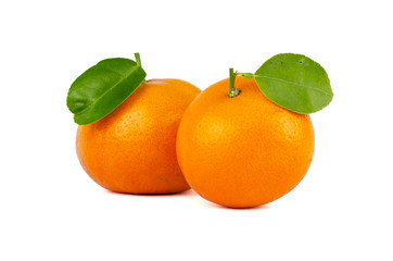 Mandarin Orange or tangerine citrus fruit isolated on white background.