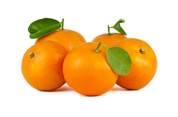 Mandarin Orange or tangerine citrus fruit isolated on white background.
