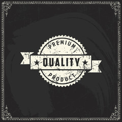 Premium quality label design on blackboard texture