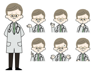 医者-男性-表情セット