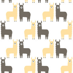Seamless pattern lamas. Trendy cartoon print. Art can be used for child book, printing in the nursery.