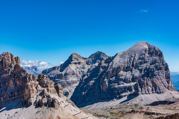 Breathtaking view of the Cortina Dolomites. Unique show. Italy