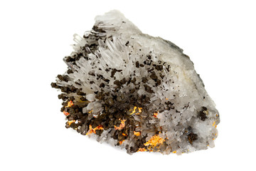 Macro of Realgar mineral stone on white background