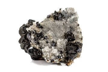 Macro stone mineral Galena on white background