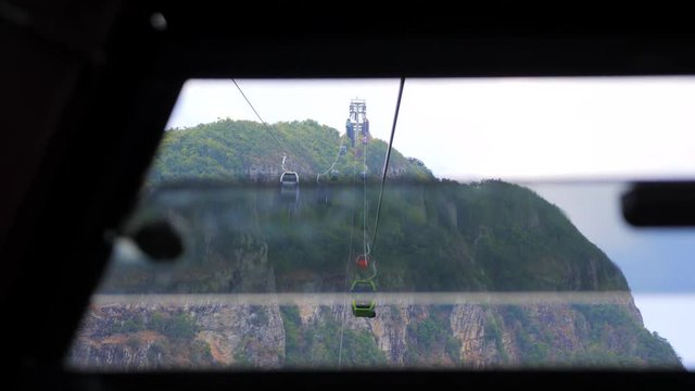 Riding The Langkawi Sky Bridge Cable Car View From The Inside Of The Gondola In Malaysia