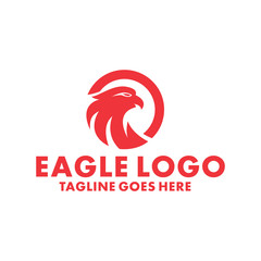 Eagle Logo Design Inspiration. Flat And Modern Icon. Face Animal Character Symbol. Luxury Graphic Vector. Royal And Unique Logotype. Emblem For Company And Business.