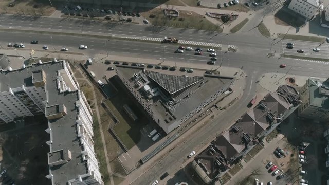 Aerial : Drone shooting of the landscape in Minsk city Belarus