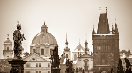 Fototapeta premium A view of Charles Bridge Old Town Prague