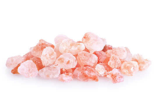 Himalayan Pink Salt Isolated On White Background.