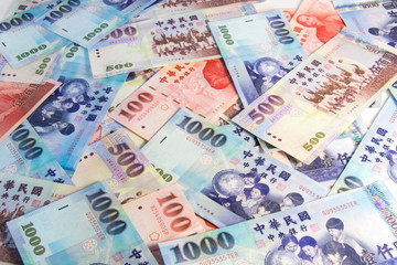 Background of New Taiwan Dollar 1000, 500 and 100, Spread of Taiwan note.