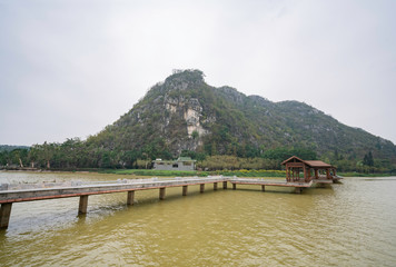 Nature landscape, bridge around Seven-star Crags Scenic Area