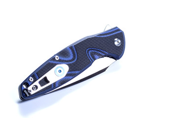 Knife in folded form. The reverse side of the knife handle.