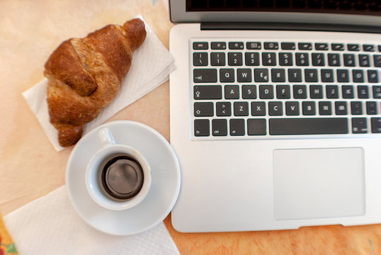 Freshly baked croissants and coffee