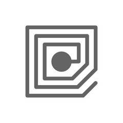 Wireless chip and RFID line icon.