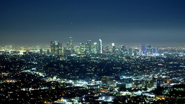 Time lapse shot of the city of Los Angeles by night - travel photography