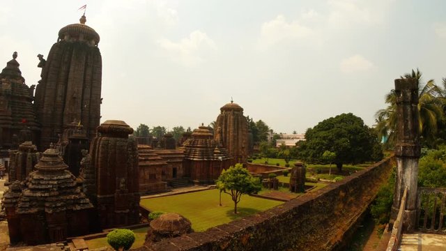 ancient temple complex Lingaraj southern indian style green garden Bhubaneswar