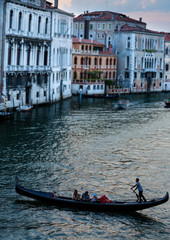 Fototapeta na wymiar Venice street scene with romantic building canal and gondolas