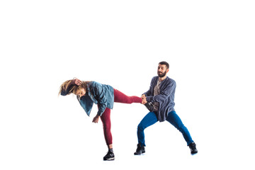 Fototapeta na wymiar Couple stretching during workout