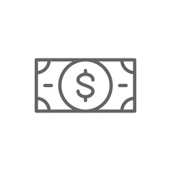 Vector money, cash, dollar, banknote line icon.
