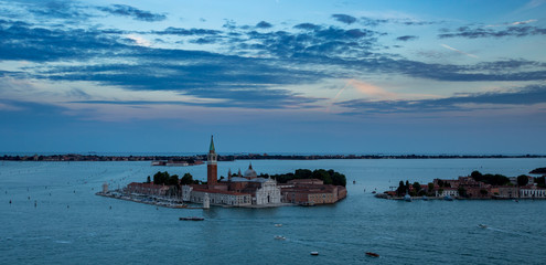 Aerial view of Venice City at sunset time