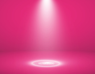 Studio background. Vector empty pink studio for your design, spotlight. Vector graphics