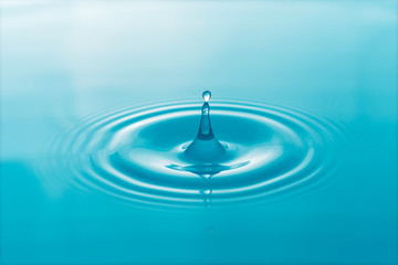 Clean water drop on surface water background