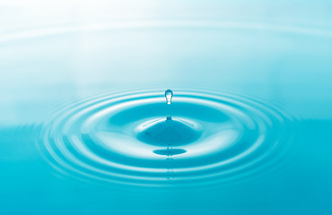 Clean water drop on surface water background