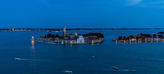 Aerial view of Venice City at sunset time