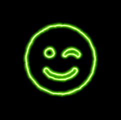 green neon symbol smile wink