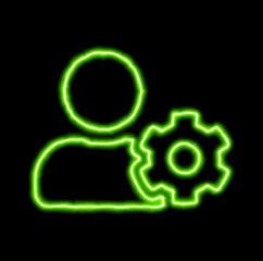 green neon symbol user cog