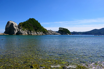 浄土ヶ浜。三陸復興国立公園の景勝地。宮古　岩手　日本。９月下旬。