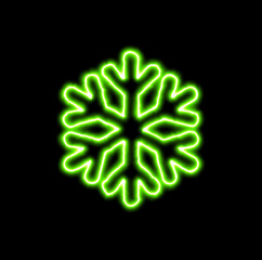 green neon symbol snowflake