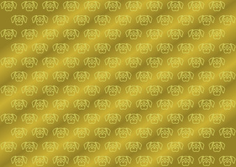 abstract golden background and head dog