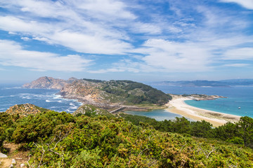 Cies Islands, Spain. Magnificent view of the archipelago