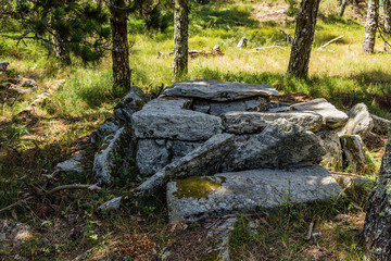 Archipelago Cies, Spain. Ruins on the island of Monte Agudo